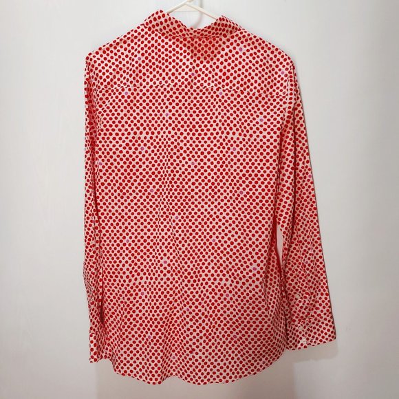 Designed Crafted Gap Fitted Boy Friend White Red Polka Dot Shirt Top Women, L - Picture 2 of 8